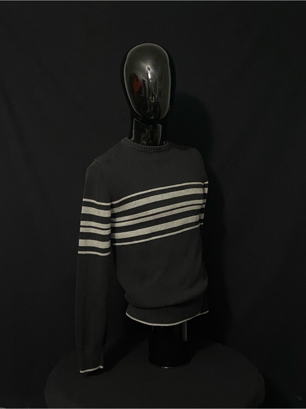 Merona Black Crewneck Sweater with Gray Stripes
